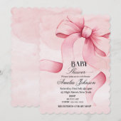 Roze Bow Meisje Baby shower Kaart (Voorkant / Achterkant)