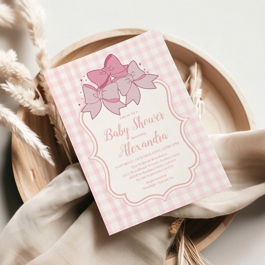Roze Bow Meisje Baby shower Kaart