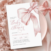 Roze Bow Meisje Baby shower Kaart