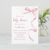 Roze Bow Meisje Baby shower Kaart (Staand voorkant)