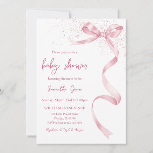 Roze Bow Meisje Baby shower Kaart