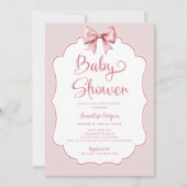 Roze Bow Meisje Baby shower Kaart (Voorkant)