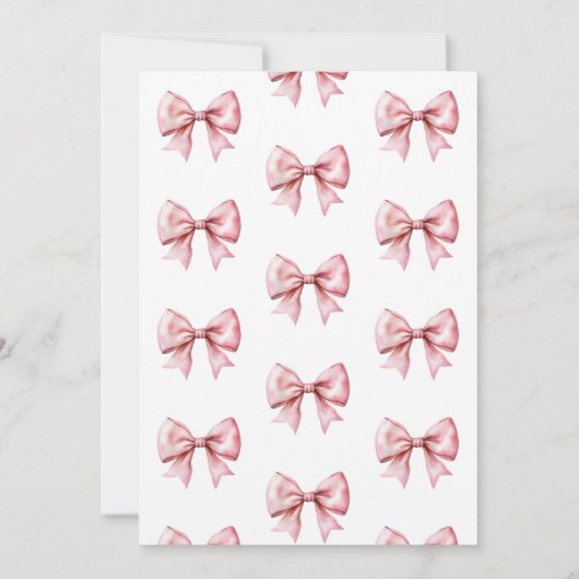 Roze Bow Meisje Baby shower Kaart (Achterkant)