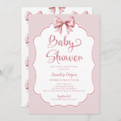 Roze Bow Meisje Baby shower Kaart (Voorkant / Achterkant)