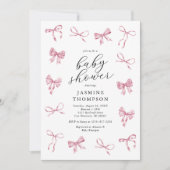Roze Bow Meisje Baby shower Kaart (Voorkant)