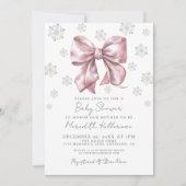 Roze Bow Meisje Baby shower Kaart (Voorkant)