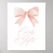 Roze Bow Meisje Baby shower Kaarten en cadeaubordj Poster (Voorkant)