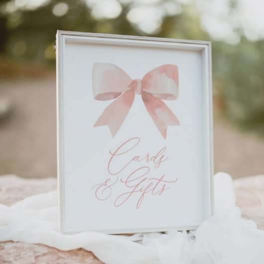 Roze Bow Meisje Baby shower Kaarten en cadeaubordj Poster