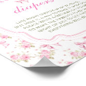 Roze Bow Meisje Baby shower Late Night Luiers Poster (Hoek)