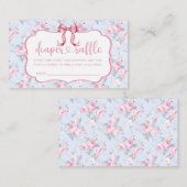 Roze Bow Meisje Baby shower Luier Raffle Informatiekaartje (Voorkant / Achterkant)