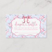 Roze Bow Meisje Baby shower Luier Raffle Informatiekaartje (Voorkant)
