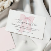 Roze Bow Meisje Baby shower Luier Raffle Informatiekaartje