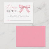 Roze Bow Meisje Baby shower Luier Raffle Informatiekaartje (Voorkant / Achterkant)