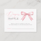 Roze Bow Meisje Baby shower Luier Raffle Informatiekaartje (Voorkant)