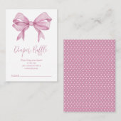 Roze Bow Meisje Baby shower Luier Raffle Informatiekaartje (Voorkant / Achterkant)