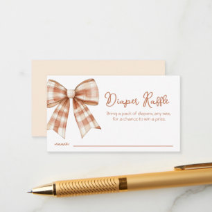 Roze Bow Meisje Baby shower Luier Raffle Informatiekaartje
