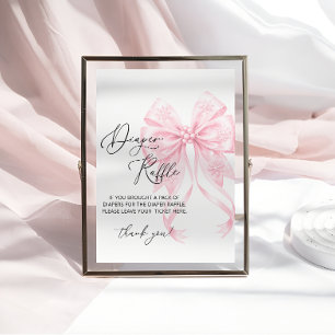 Roze Bow Meisje Baby shower Luier Raffle Poster