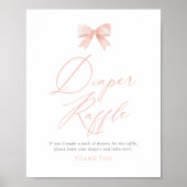 Roze Bow Meisje Baby shower Luier Raffle Teken Poster (Voorkant)