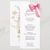 Roze Bow Meisje Baby shower Menu (Voorkant / Achterkant)
