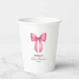 Roze Bow Meisje Baby shower Papieren Bekers
