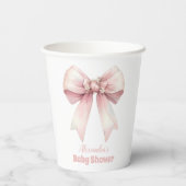 Roze Bow Meisje Baby shower Papieren Bekers (Achterkant)