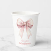 Roze Bow Meisje Baby shower Papieren Bekers (Voorkant)