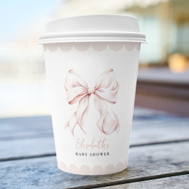 Roze Bow Meisje Baby shower Papieren Bekers