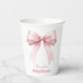 Roze Bow Meisje Baby shower Papieren Bekers (Achterkant)