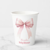 Roze Bow Meisje Baby shower Papieren Bekers (Voorkant)