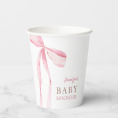 Roze Bow Meisje Baby shower Papieren Bekers (Achterkant)