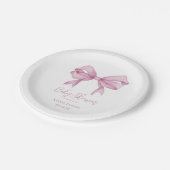 Roze Bow Meisje Baby shower Papieren Bordje (Gekanteld)