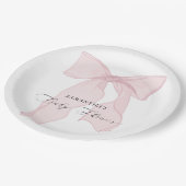 Roze Bow Meisje Baby shower Papieren Bordje (Gekanteld)