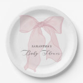 Roze Bow Meisje Baby shower Papieren Bordje (Voorkant)
