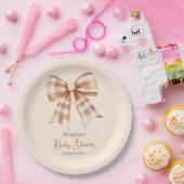 Roze Bow Meisje Baby shower Papieren Bordje (Feest)