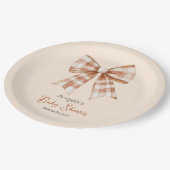 Roze Bow Meisje Baby shower Papieren Bordje (Gekanteld)