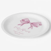 Roze Bow Meisje Baby shower Papieren Bordje (Gekanteld)