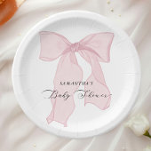 Roze Bow Meisje Baby shower Papieren Bordje