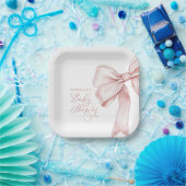 Roze Bow Meisje Baby shower Papieren Bordje (Feest)