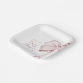 Roze Bow Meisje Baby shower Papieren Bordje (Gebogen)