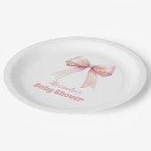 Roze Bow Meisje Baby shower Papieren Bordje (Gekanteld)