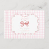Roze Bow Meisje Baby shower Raffle Diapper Informatiekaartje (Voorkant)