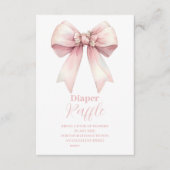 Roze Bow Meisje Baby shower Raffle Diapper Informatiekaartje (Voorkant)