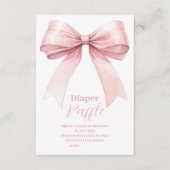 Roze Bow Meisje Baby shower Raffle Diapper Informatiekaartje (Voorkant)