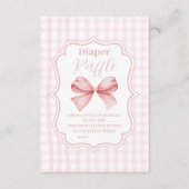 Roze Bow Meisje Baby shower Raffle Diapper Informatiekaartje (Voorkant)