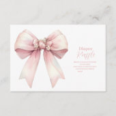 Roze Bow Meisje Baby shower Raffle Diapper Informatiekaartje (Voorkant)