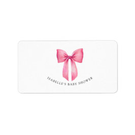 Roze Bow Meisje Baby shower Retouradres Etiket