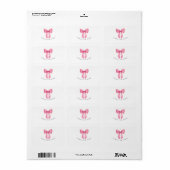 Roze Bow Meisje Baby shower Retouradres Etiket (Full Sheet)