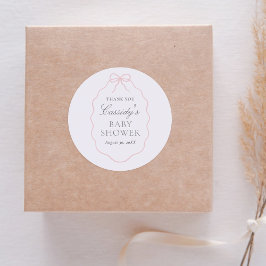  Roze Bow Meisje Baby shower Ronde Sticker