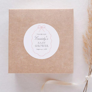 Roze Bow Meisje Baby shower Ronde Sticker