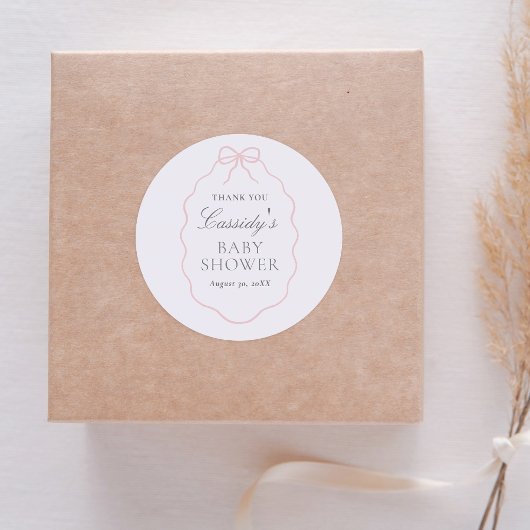  Roze Bow Meisje Baby shower Ronde Sticker